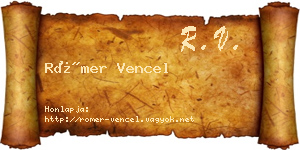 Römer Vencel névjegykártya